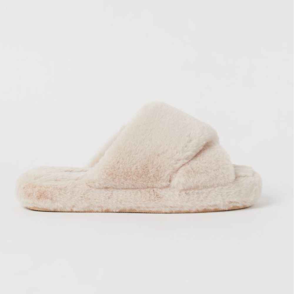 H&M Fur Platform Slippers